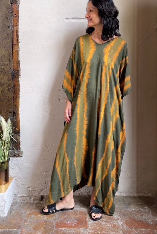 Tie-Dye Kaftan | Green & Curcuma