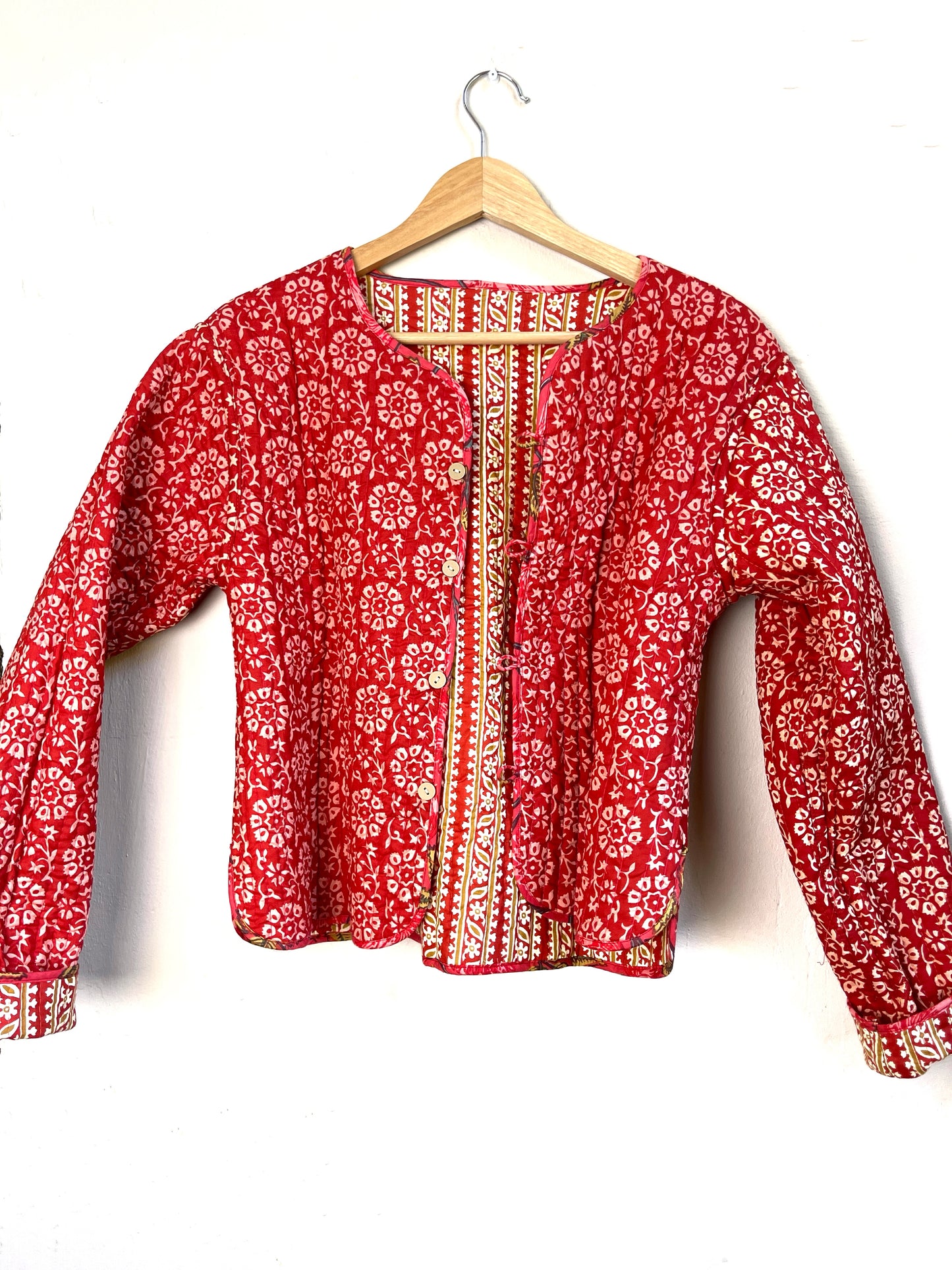 reversible jacket | red + flowers