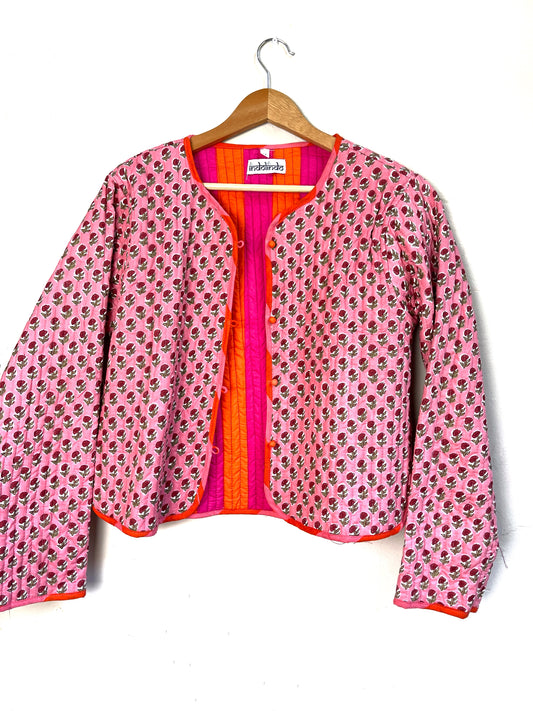 reversible jacket | pink + stripes