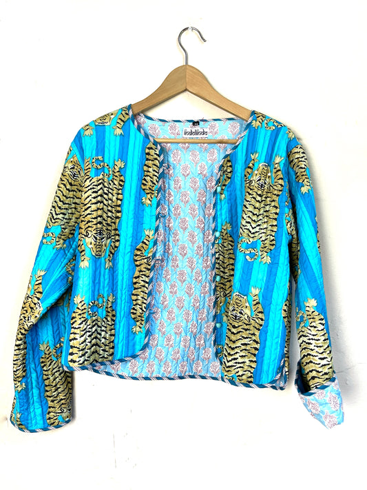 reversible jacket | tigers + blue floral