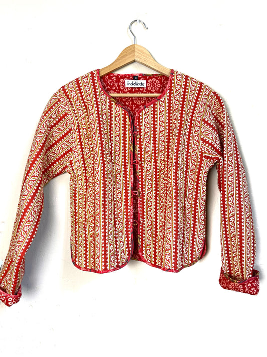 reversible jacket | red + flowers