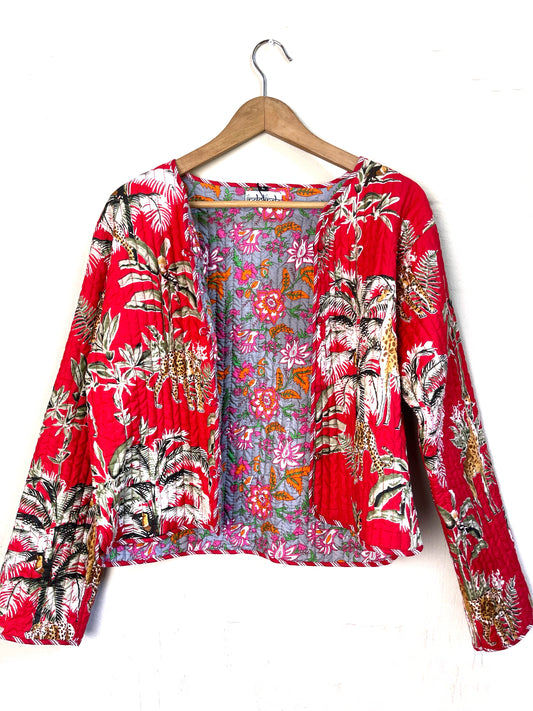 reversible jacket | red + pink/grey