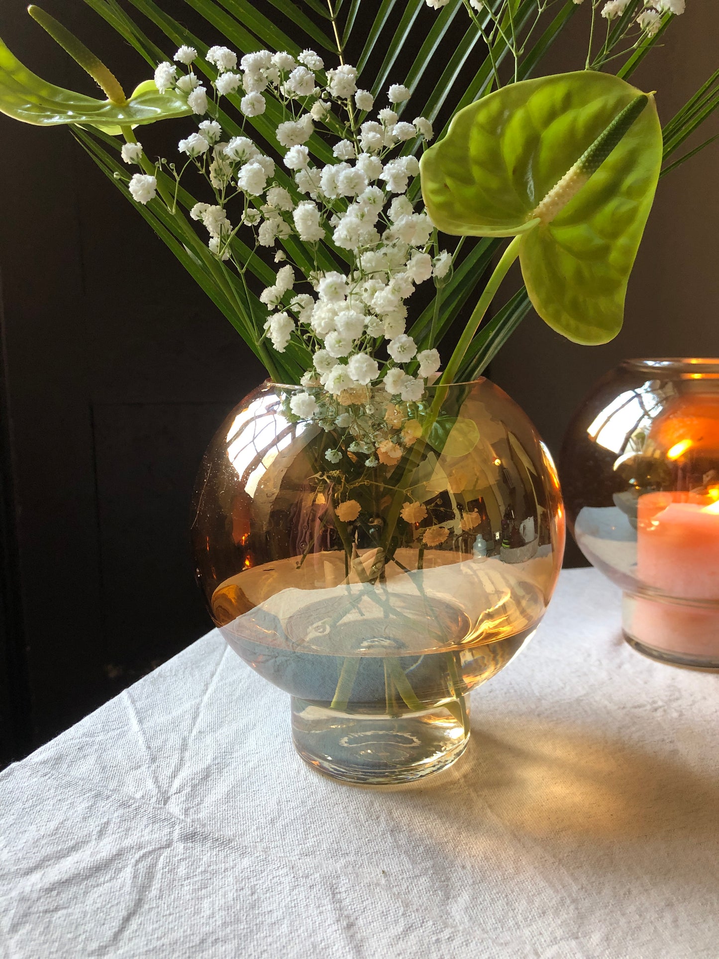 Goldtone Glass Candleholder and Vase