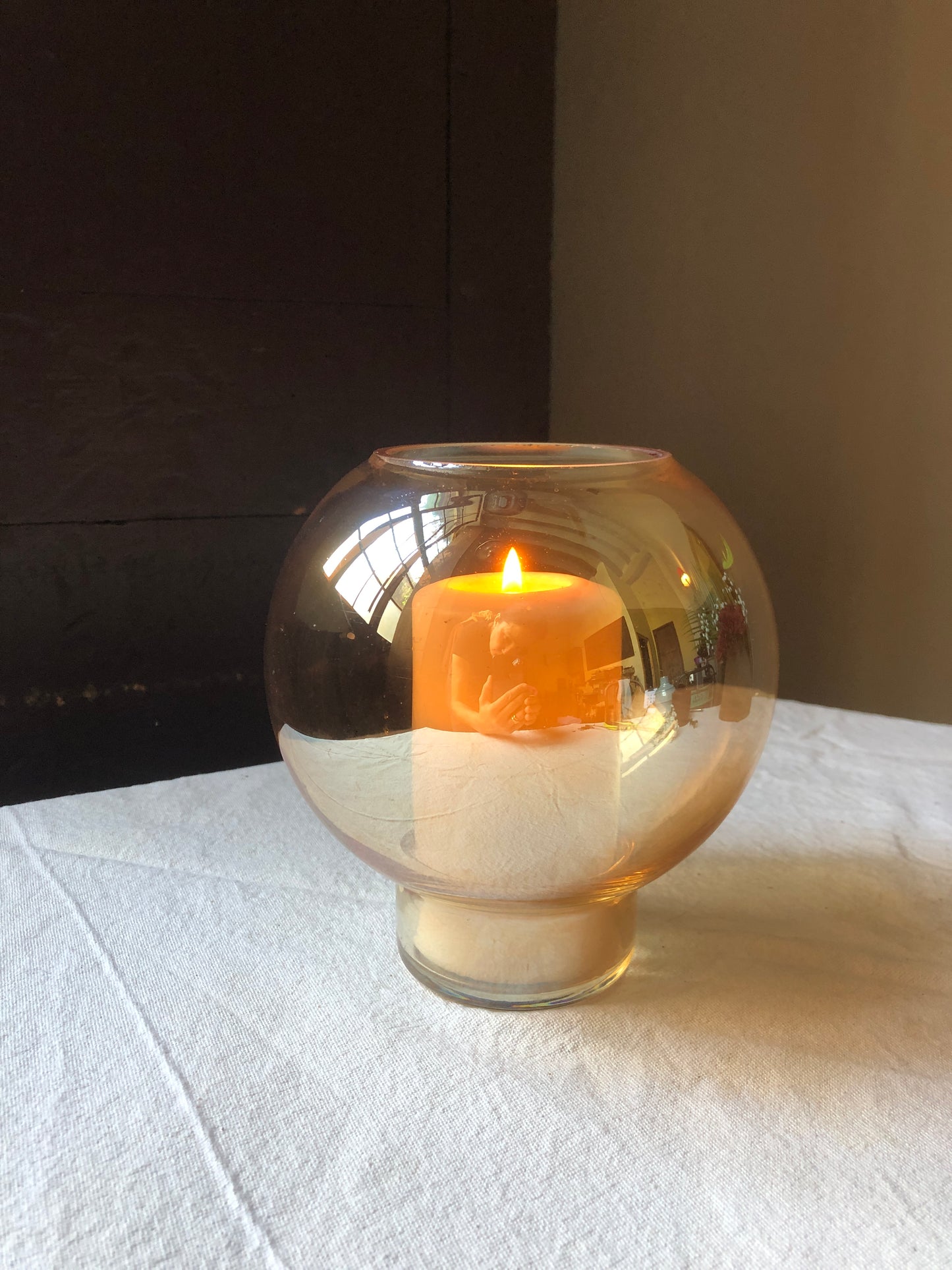 Goldtone Glass Candleholder and Vase