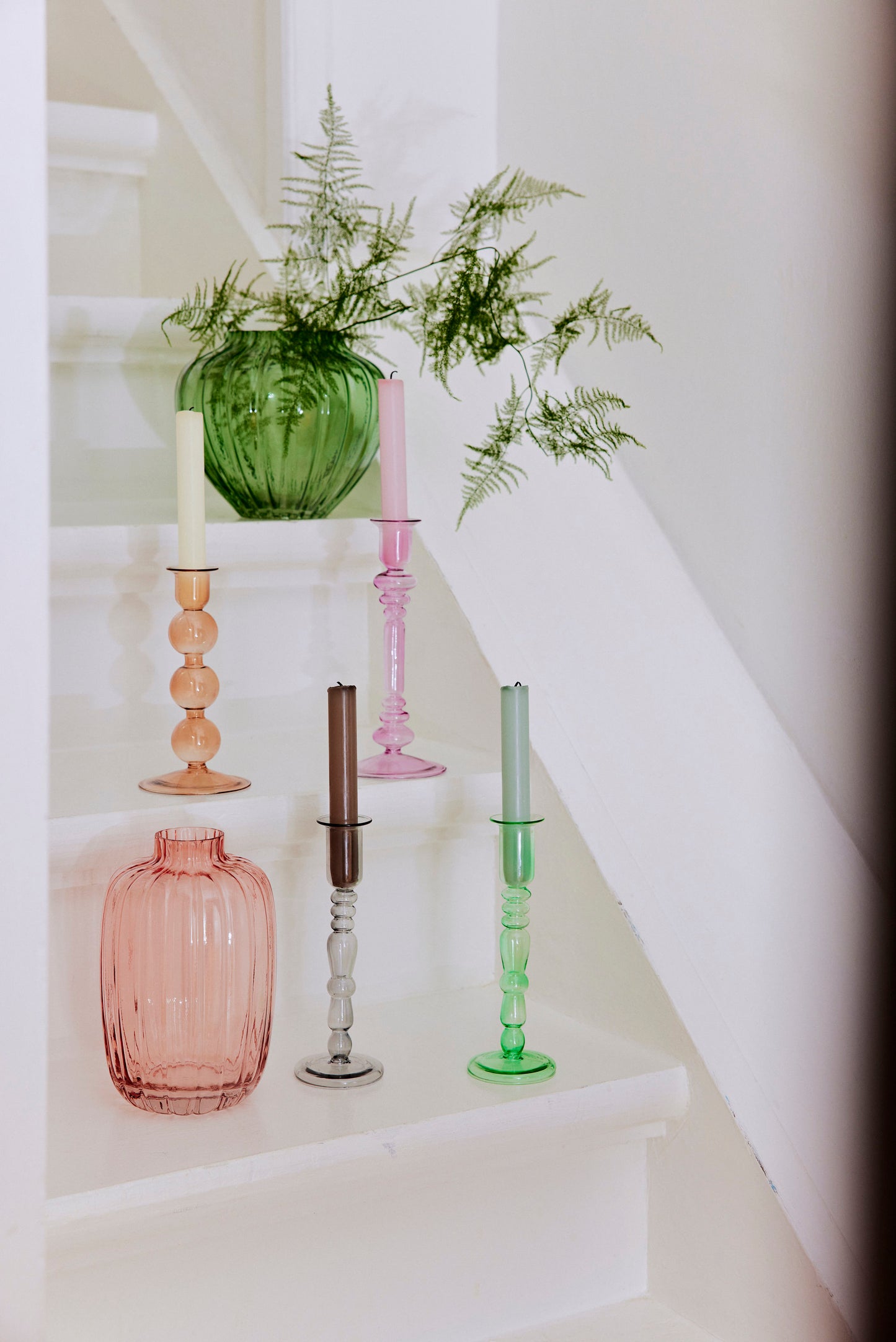 Beige Glass Candleholder