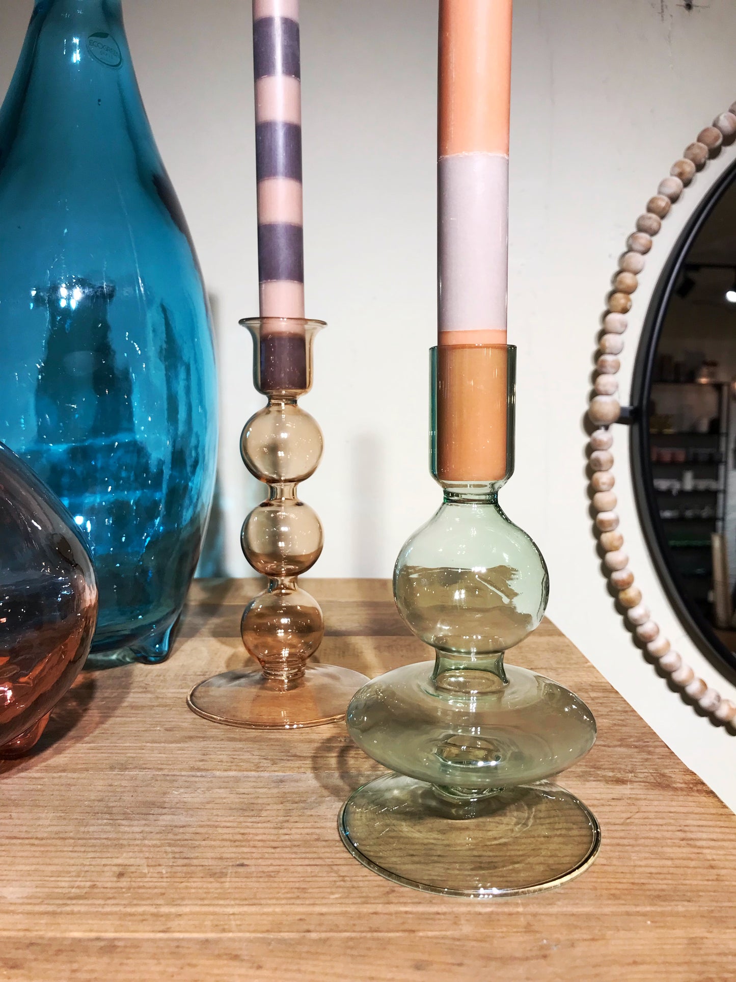 Beige Glass Candleholder