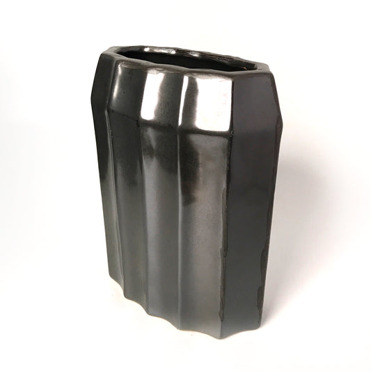 Cog Black Ceramic Vessel | Tall