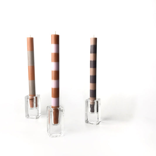 Velas Striped Candle︱ Ocher/Sand (Set of 4)