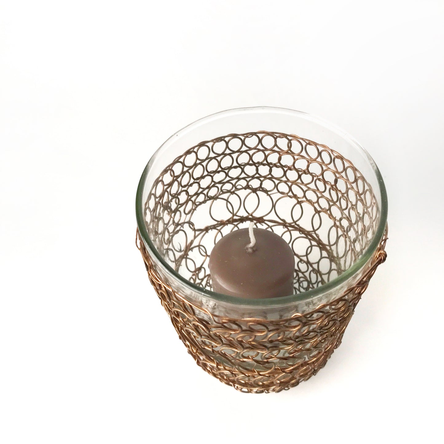 Cobre glass+wire candleholder