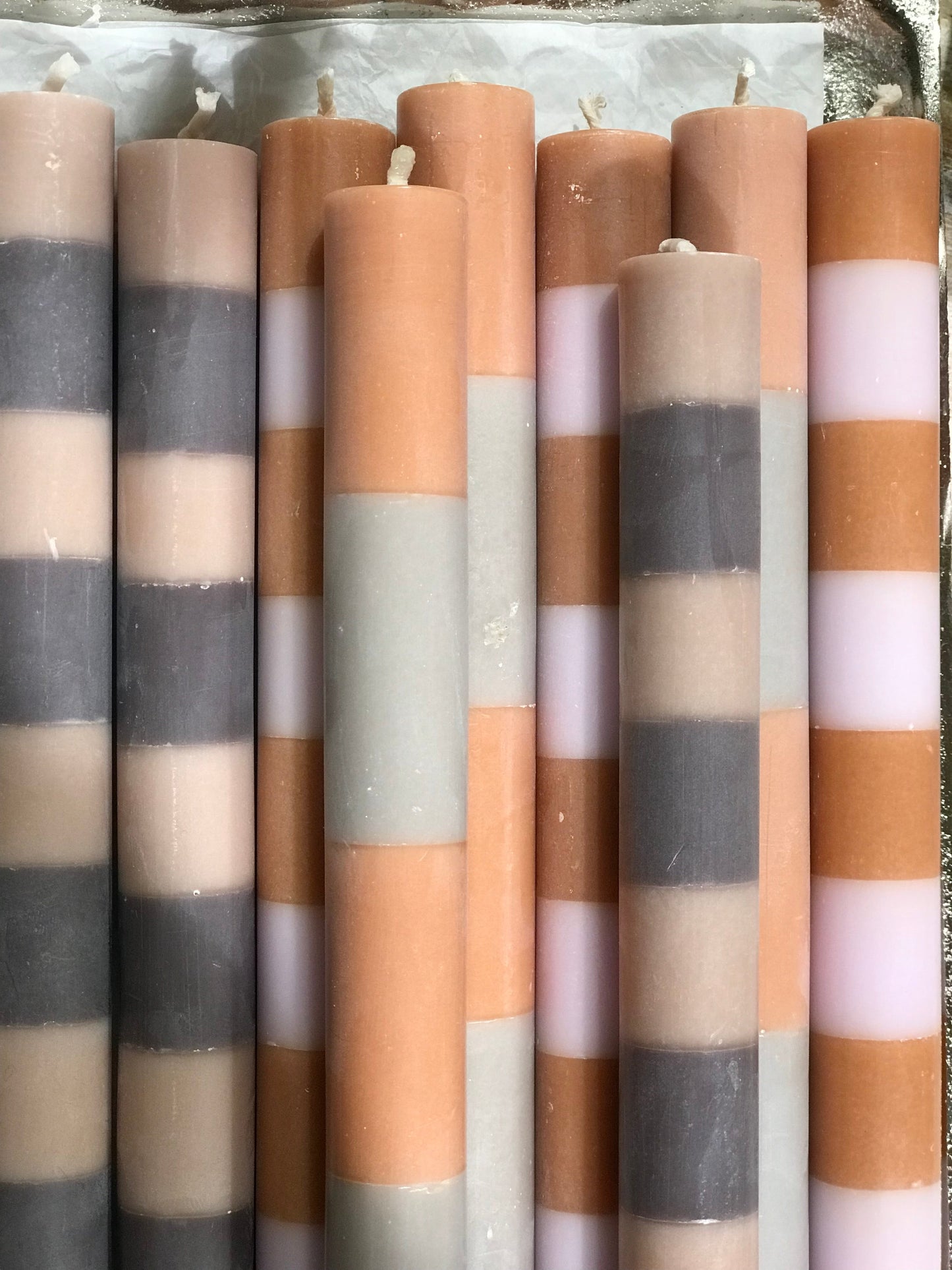 Velas Striped Candle︱ Ocher/Sand (Set of 4)