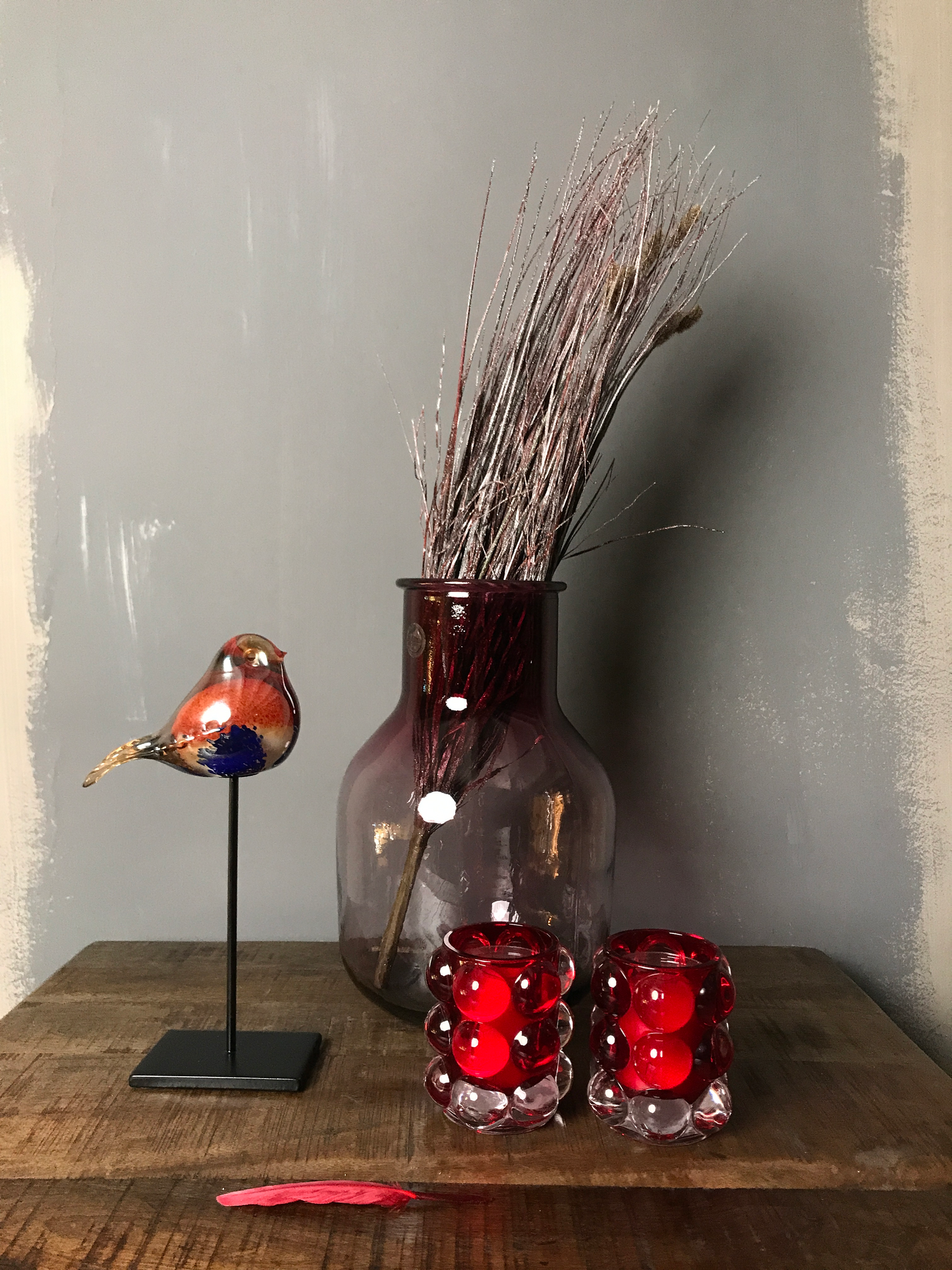 Bolla Red Glass Candleholder