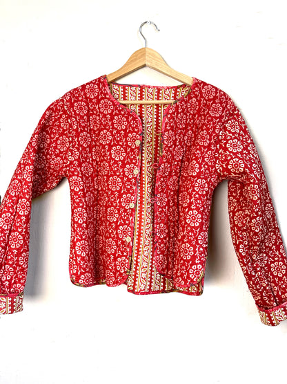 reversible jacket | red + flowers