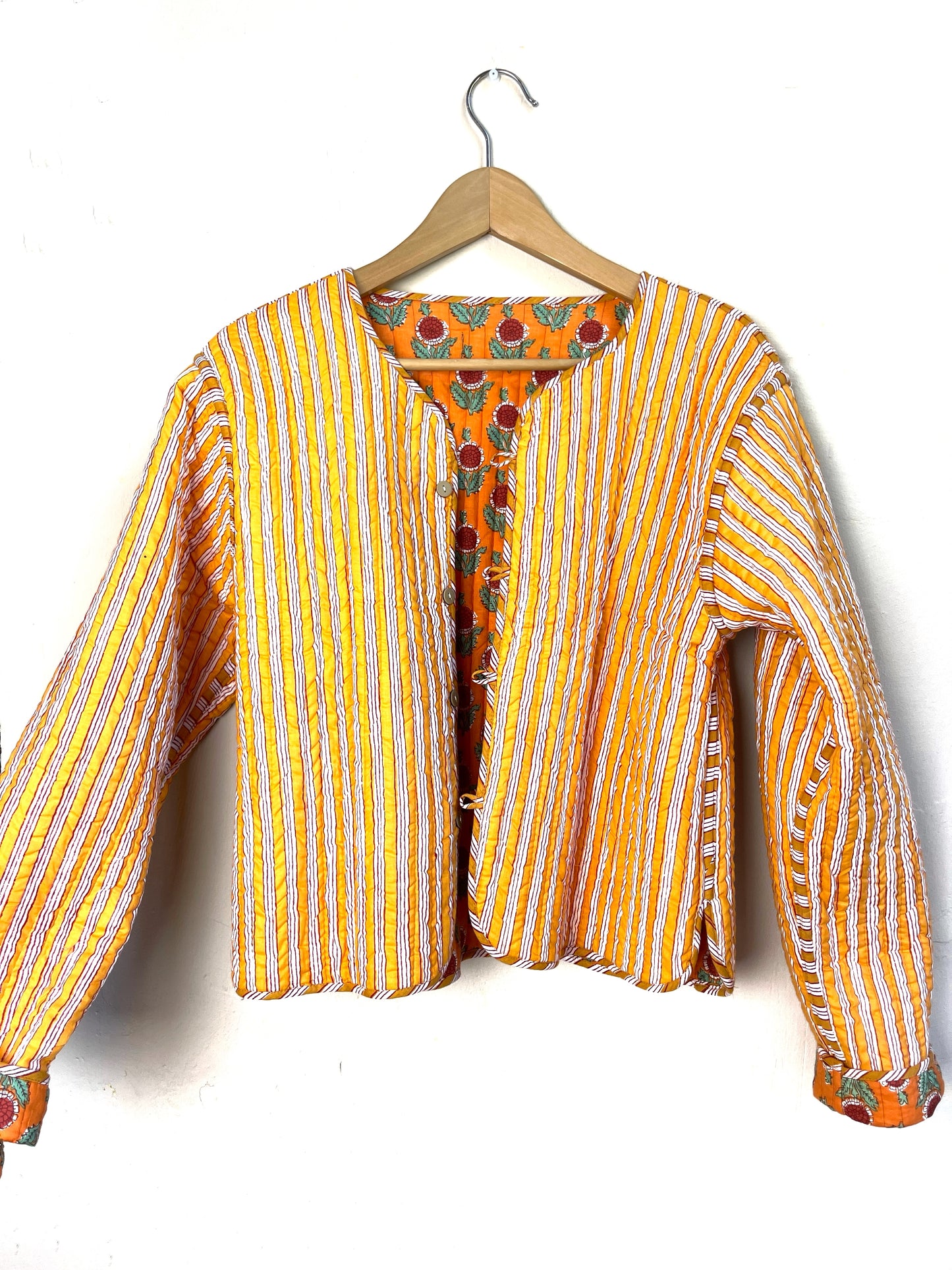 reversible jacket | orange + stripe