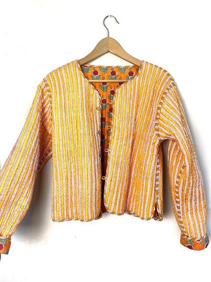 reversible jacket | orange + stripe