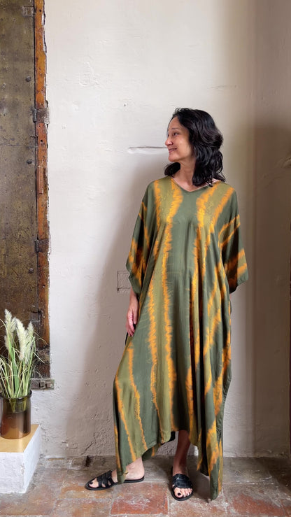 Tie-Dye Kaftan | Green & Curcuma