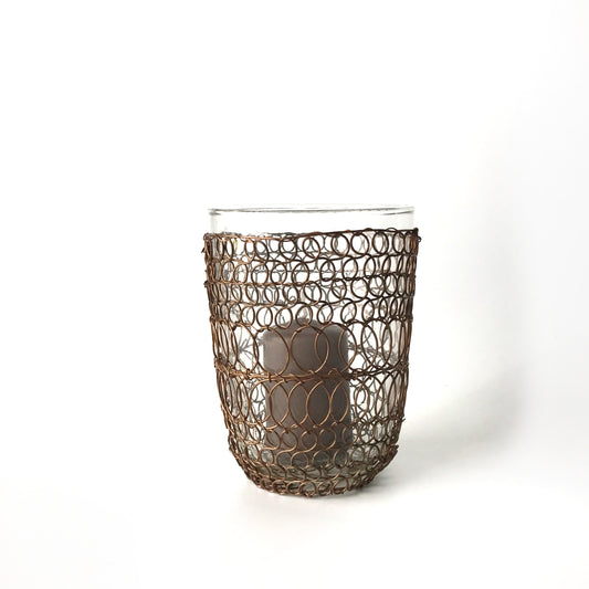 Cobre glass+wire candleholder