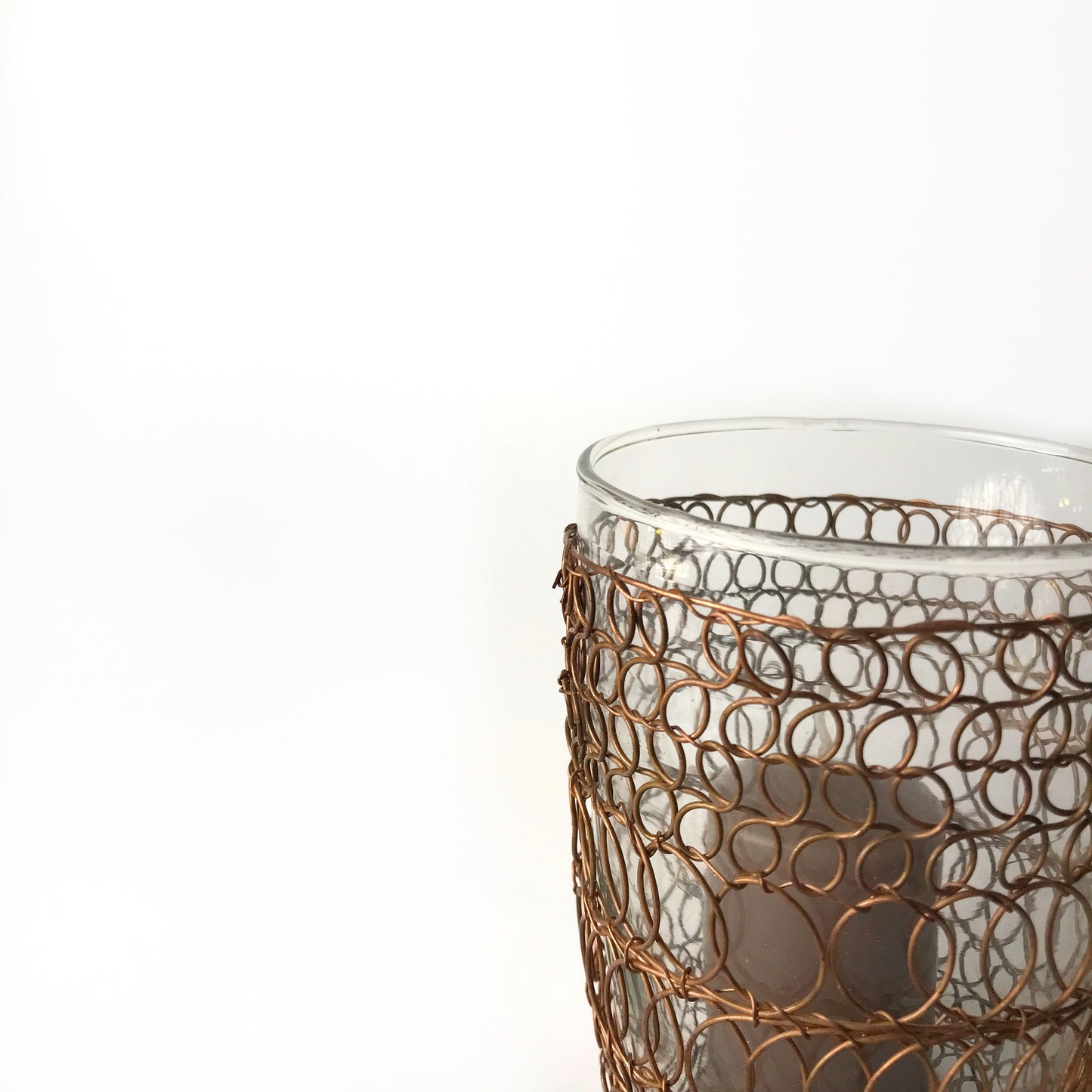 Cobre glass+wire candleholder
