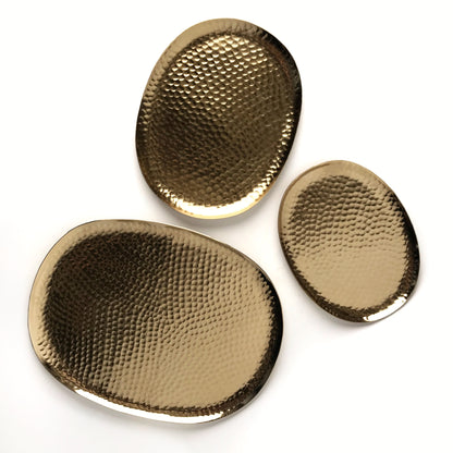Hammered Gold Oval Metal Trays