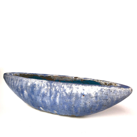 Blue Glazed Terracotta Boat Vessel