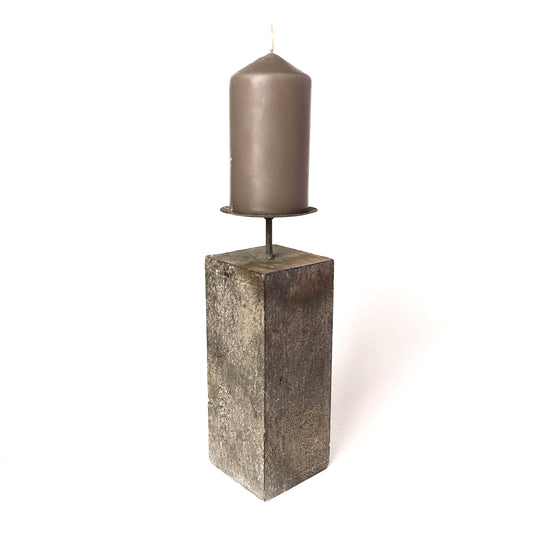 Rustic wood metal candleholder